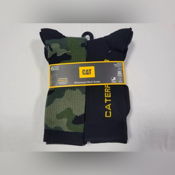 CATERPILLAR CAT Mid-Weight cushioned Work Crew Socks Camo 6 pairs - Picture 1 of 9